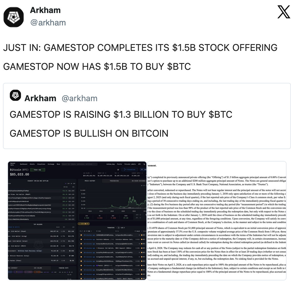 GameStop Vai All-in no Bitcoin com $1,5 Bilhão
